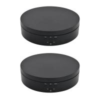 2X Black Rechargeable Turntable Display Stand, 360 Degree Rotation Speed/Angle Adjustable