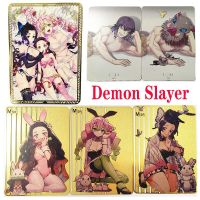 Demon Slayer Kochou Shinobu Kamado Nezuko Kanroji Mitsuri การ์ดโลหะแบบทำมือเกมสำหรับเด็กของขวัญวันเกิดของเล่นของสะสม