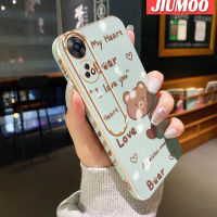 JIUMOO เคสสำหรับ OPPO Reno 8T 4G Reno 8T 5G A1 Pro 5G ใหม่ลายหมีขอบสี่เหลี่ยมพื้นผิวชุบผิวเคสนิ่มซิลิกาเจลกันกระแทกเคสมือถือฝาครอบป้องกันเลนส์กล้องถ่ายรูปรวมทุกอย่าง