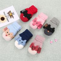 MGRHJO Winter 0-3 Years Old Keep Finger Warm Lovely Baby Newborn Kids Gloves Knitting Mittens Plus Velvet Thick