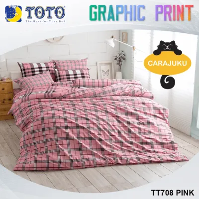 TOTO (ชุดประหยัด) ชุดผ้าปูที่นอน+ผ้านวม ลายสก็อต Scottish Pattern TT708 PINK สีชมพู #โตโต้ 3.5ฟุต 5ฟุต 6ฟุต ผ้าปู ผ้าปูที่นอน ผ้านวม กราฟฟิก