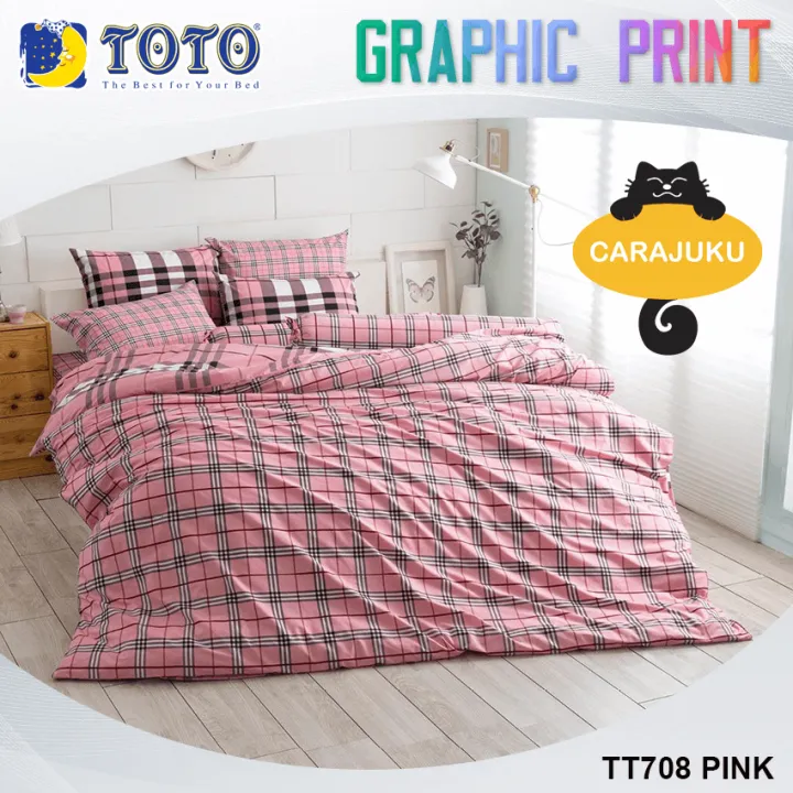 toto-ชุดประหยัด-ชุดผ้าปูที่นอน-ผ้านวม-ลายสก็อต-scottish-pattern-tt708-pink-สีชมพู-โตโต้-3-5ฟุต-5ฟุต-6ฟุต-ผ้าปู-ผ้าปูที่นอน-ผ้านวม-กราฟฟิก