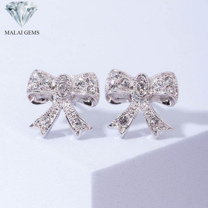 malai-gems-ต่างหูเพชร-ต่างหูโบว์-เงินแท้-silver-925-เพชรสวิส-cz-เคลือบทองคำขาว-รุ่น-11004239-แถมกล่อง