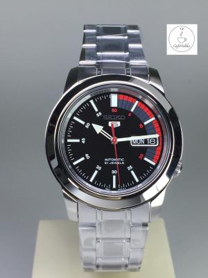 นาฬิกาข้อมือผู้ชาย ไซโก้ Seiko 5 รุ่น SNKK31K1 Automatic 21 Automatic Mens Watch Stainless หน้าปัทม์สีดำ สายสีเงิน  ของเเท้ 100% CafeNalika