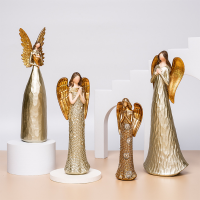 Nordic Light Luxury Golden Heart Holding Angel รูปปั้นหน้าต่างบ้านสวนเดสก์ท็อปงานฝีมือเรซินเครื่องประดับขนาดเล็กตกแต่ง-Zaoruie