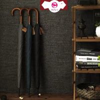 Daily U Long Umbrella Wooden Handle Windproof Retro Style Water Resistant High Denstity Large for Rainy Sunny g6.