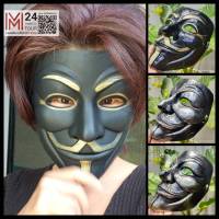 (1 อัน) หน้ากากวี หน้ากาก V หน้ากากเต็มหน้า หน้ากากแฟนซี หน้ากากแฮกเกอร์ หน้ากากหน้าคน ฮาโลวีน halloween cosplay V for Vendetta Guy Fawkes mask m24