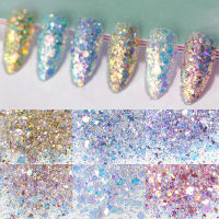 10g Shiny Mermaid Glitter ผงสำหรับเล็บ Sparkly Hexagon Flakes ไม่สม่ำเสมอ Paillette Slice เล็บแต่งเล็บตกแต่งเล็บ-Souyine