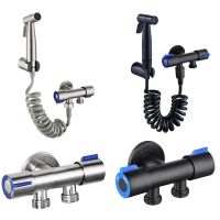 G1/2 Stainless Steel Three way Filling angle Valve Wall mount Faucet Sprayer Bathroom Hand Bidet Spraye Set Bathroom Accessories