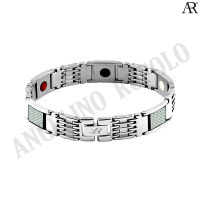 ANGELINO RUFOLO Healthy Magnetic Bracelet ดีไซน์ Elegant Chain สร้อยข้อมือแม่เหล็ก Stainless Steel 316L(สแตนเลส) สีเงิน