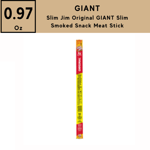 Slim Jim Original GIANT Slim Smoked Snack Meat Stick, 0.97 oz. / 27.5g