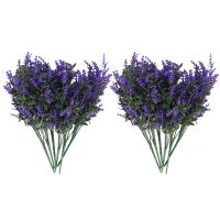 2X Artificial Lavender Flowers Plants 6 Pieces,Lifelike Uv Resistant Fake Shrubs Greenery Bushes Bouquet (Purple)