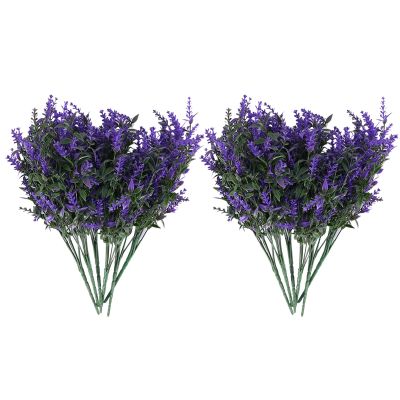 2X Artificial Lavender Flowers Plants 6 Pieces,Lifelike Uv Resistant Fake Shrubs Greenery Bushes Bouquet (Purple)