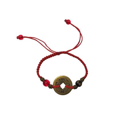 พระพุทธศาสนาหกคำเหรียญโบราณ Kabbalah Red String สร้อยข้อมือ Lucky Protection