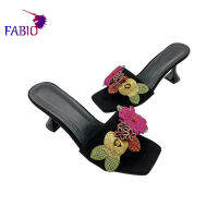 an womens stylish elegant mature slippers delicate flower als comfortable womens high-heeled slippers