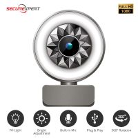 ZZOOI Webcam 1080P Full HD Web Camera For PC Computer Laptop USB Web Cam wth Microphone and Ring Light Rotatable Webcamera