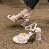 2023 Summer High Heel Sandal for Women Buckle Strap Suit Female Beige Women’s Shoes Increasing Height High-heeled Fashion Black