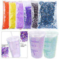 DIY Resin Rhinestones Creative Set Water Bottle Tumbler with Lids Double Layer Reusable Plastic Drinking Cup Crafts Handmade Art