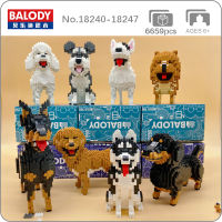 Balody Doberman Poodle Dachshund Husky Schnauzer Chowdren Bull Terrier Dog Animal Pet 3D Mini Diamond Blocks Building Toy no Box