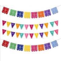 Colorful Pinata Themed Pennant Party Mexican Happy Birthday Felt Square Banners Rainbow Summer Kid Baby Shower Decorations Flag