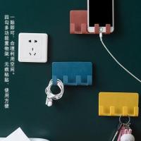 4 hooks strong hooks creative mobile phone charging bracket mobile phone holder bathroom wall hanging sticky hook rack mobile phone