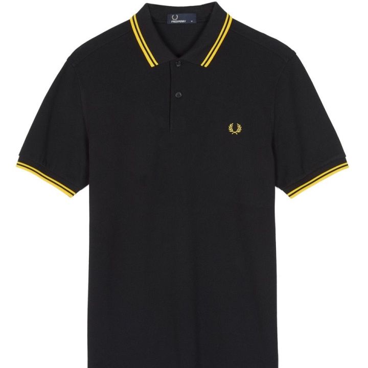 fred-perry-เสื้อบูติกคลาสสิกสำหรับฤดูร้อน-เสื้อคอปกทรงสลิมฟิตสีทึบผ้าฝ้ายแท้ผู้ชายเสื้อโปโลขนาดพลัสไซส์