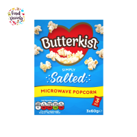 [Best Before 29/Oct/2023]Butterkist Simply Salted  Popcorn [3 x 60g] 180g Butterkist บัตเตอร์คิสต์ ป๊อปคอร์น ข้าวโพดคั่วเค็ม [3 x 60 กรัม] 180 กรัม