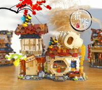 ใหม่ Creative Mini พับ Street View Bee Shop หมู Shop Building Blocks DIY ของเล่นเพื่อการศึกษาเด็กชายและเด็กหญิงเด็ก Gift