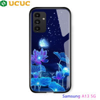 UCUC ปลอกสำหรับ S Amsung G Alaxy A13 5กรัม /S Amsung A04s Samsunga13 5กรัมนุ่มขอบไล่โทนสีผีเสื้อดอกไม้พิมพ์ฮาร์ดปลอกกรณีกันกระแทกกระจกปกหลัง