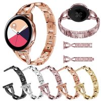 ▥◘ Stainless Steel Watch Strap For Samsung Galaxy Watch Active Active2 S2 Wristband Bracelet Metal Diamonds SmartWatch Band