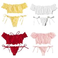 hotx 【cw】 Set Shoulder Up Bikinis Short Sleeve Suits Beachwear Bathing