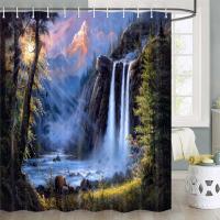 ม่านอาบน้ำน้ำตกธรรมชาติ Woodland Tree Bath Curtain Camping Rustic Forest Country พร้อมตะขอชุดห้องน้ำธรรมชาติ 180 * 180 ซม