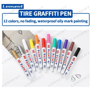 4pcs Tire Paint White Marker Pen Car Tire Pen Graffiti Coloring