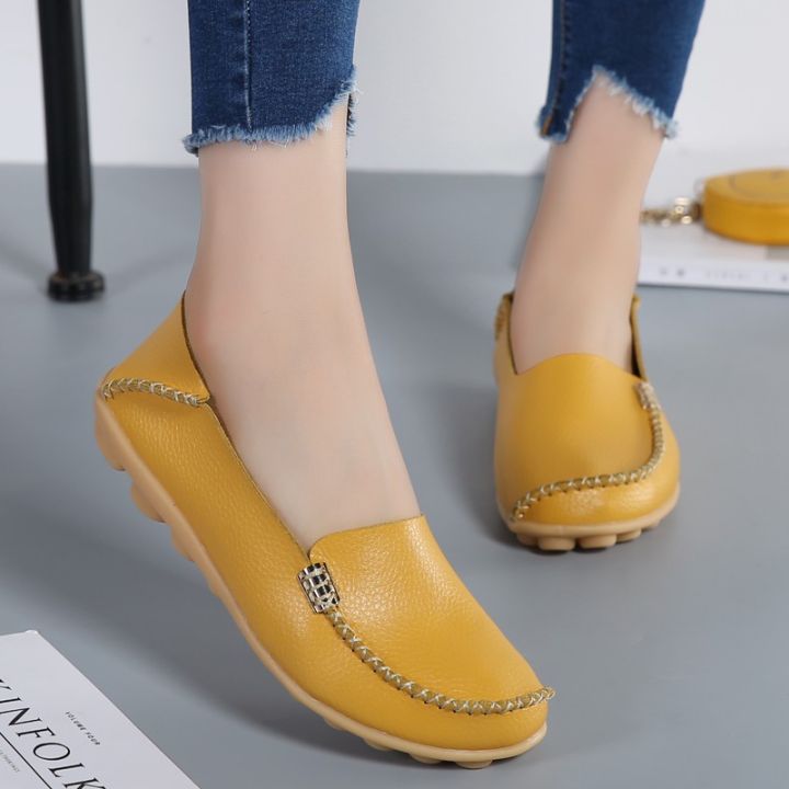 รองเท้าโลฟเฟอร์รองเท้าหนังลำลองสำหรับผู้หญิง