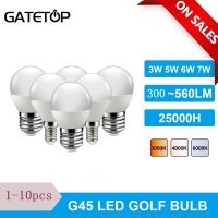 [Super bright bulb] 1-10ชิ้น Led กอล์ฟหลอดไฟ G45 3วัตต์5วัตต์6วัตต์7วัตต์ E14 E27 220โวลต์3000พัน4000พัน6000พันโคมไฟแสงสำหรับตกแต่งบ้าน