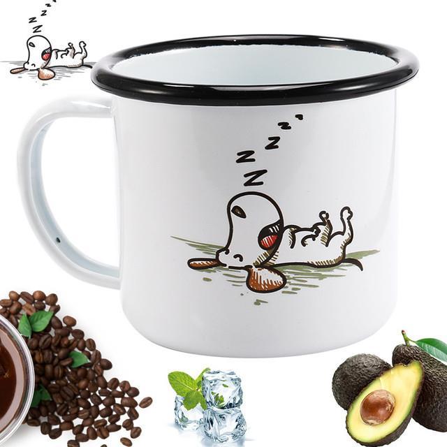 high-end-cups-จัดส่งฟรี350มิลลิลิตรเคลือบแก้วกาแฟสร้างสรรค์สัตว์พืชอาหารเช้าถ้วยสีดำม้วนขอบที่มีด้ามจับถ้วยชานม