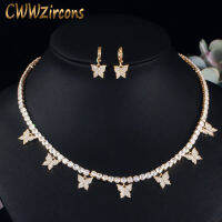 ต่างหู CWWZircons 585 Warna Drop CZ ผีเสื้อมีเสน่ห์ dan Kalung Yg Mencekik อินเทรนด์ Wanita Parti ชุดสาวยิปซี Barang Kemas T447