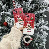 เคสคริสต์มาสหมีน้อยน่ารักสำหรับ iPhone13 Promax Snowflake ต้นคริสต์มาสเคสสำหรับ iPhone14 Promax Red Christmas Phone Case สำหรับ iPhone11 Red Beads String โทรศัพท์สำหรับ iPhone12Pro Jelly IMD สร้อยข้อมือ Soft Case สำหรับ iPhone13