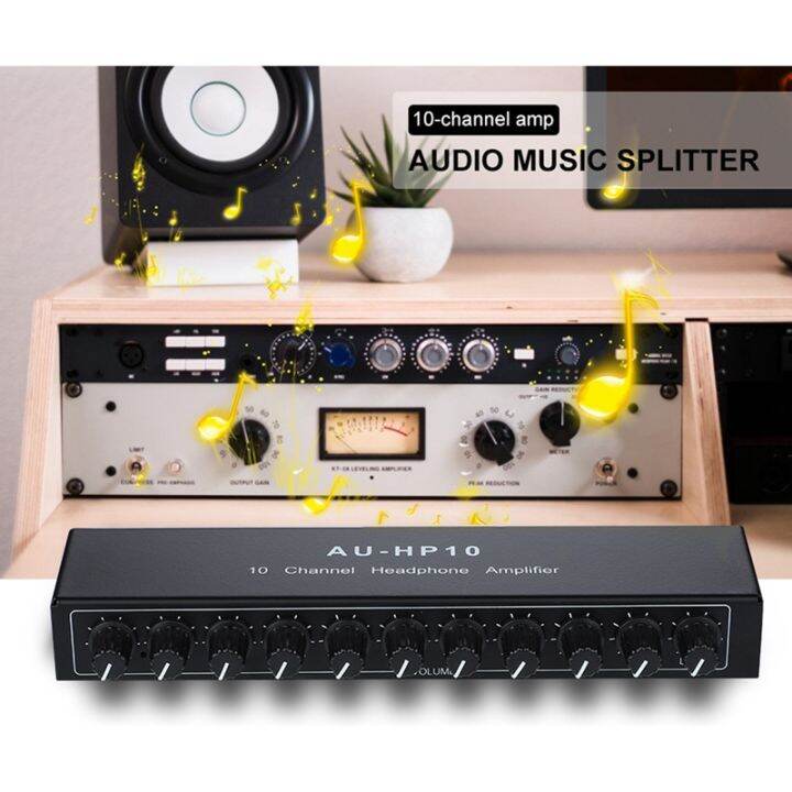 1pcs-au-hp10-10-channel-stereo-headphone-amplifier-black-audio-1input-10-output-preamplifier-independent-control-njm4556a-dc12-24v