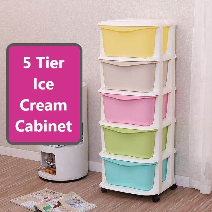 [37cm] 5 Tier Plastic Storage Box Drawer Rack Kid Clothes Kitchen layer Wardrobe
