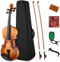 Eastar 4/4 Violin Set Full Size Fiddle for Adults with Hard Case, Shoulder Rest, Rosin, Two Bows, Clip-on Tuner and Extra Strings，EVA-330