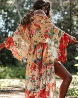 --D0512 Chiffon printing loose big yards cardigan outside beach dress bikini smock holiday dresses is prevented bask in unlined upper garment