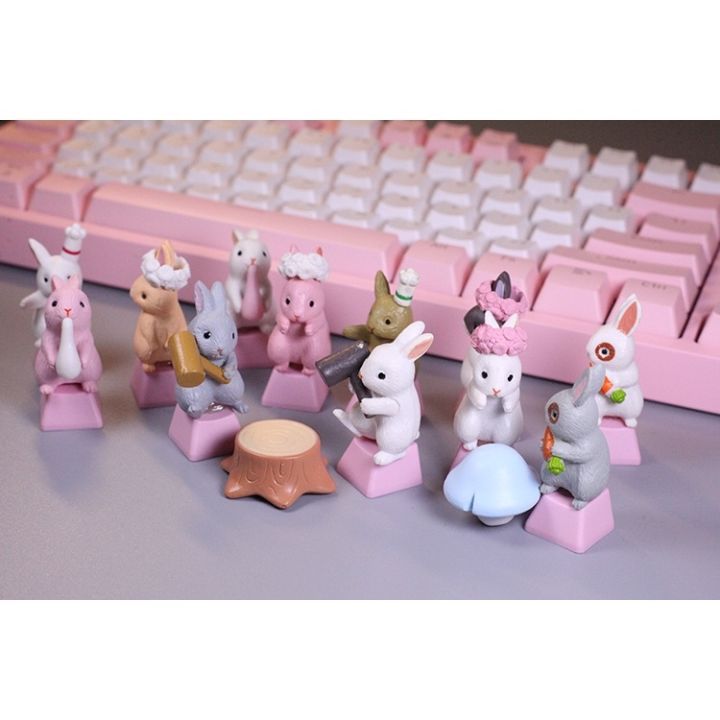 หมวกแป้นพิมพ์-กระต่าย-abs-keycap-แป้นพิมพ์กล-ครอบครัว-cherry-axis-diy-handiwork-cartoon-pink-customized-creativity-special-ecs-r4-oem-keycaps-cute-girl-gif