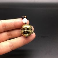 Collectable Chinese Brass Carved Maitreya Buddha Head Exquisite Small Pendant Statues