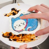 【hot】 Cleaning Sponges Scouring Compressed Dishwashing Cartoon Sided Dishes Pot Sponge Esponjas