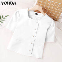 (จัดส่งฟรี)Fancystyle VONDA ผู้หญิงเสื้อโค้ทกระดุมแถวเดียวการเดินทางที่สง่างามสแควร์คอเสื้อแขนสั้น #2