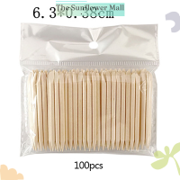 Sunflower 100PCS ไม้ cuticle Pusher Remover Nail Art Design สีส้มไม้ sticks Tools