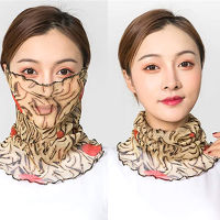 Women Face Cover Masks Bright Silk Bib Neck Cover Sun Protection Hanging Ear Veil Summer Scarf Breathable Mesh HeadbandTH