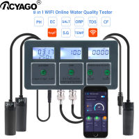 RCYAGO WiFi Tuya สมาร์ท PH ORP TDS EC SALT S. G TEMP CF มิเตอร์ตรวจสอบควบคุมล็อกข้อมูลตัวทดสอบคุณภาพน้ำสำหรับตู้ปลาออนไลน์