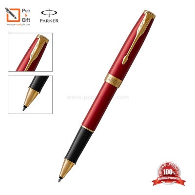 Parker Sonnet Intense Red Lacquered GT Rollerball Pen - ปากกาโรลเลอร์บอล ซอนเนต อินเท็นส์ เรด แล็ค จีที สีแดงคลิปทอง ของแท้100% (พร้อมกล่องและใบรับประกัน)